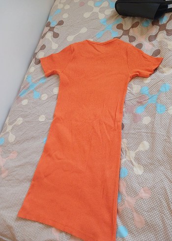 Turuncu Mini Kısa Kollu Kadın Elbise - Görsel 2