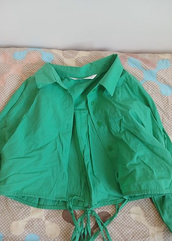 Yeşil Crop Gömlek - Görsel 2