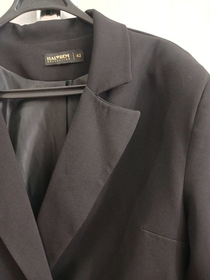 Düğmeli Siyah Kadın Blazer Ceket - Görsel 3