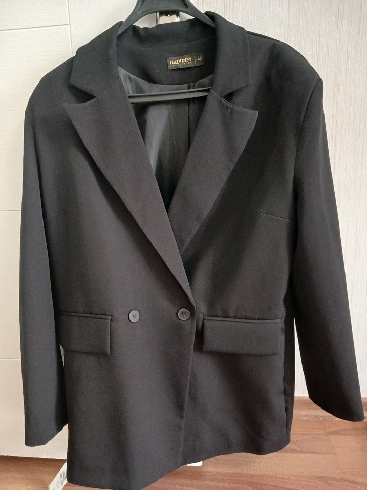 Düğmeli Siyah Kadın Blazer Ceket - Görsel 2