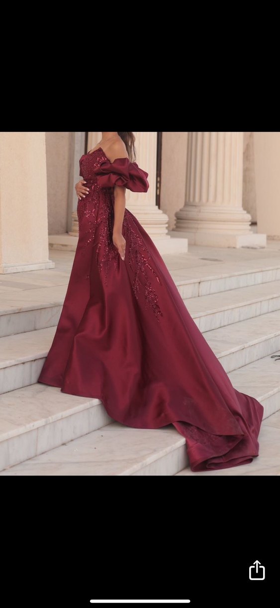 Bordo Uzun Straplez Kadın Abiye Kınalık - Görsel 2