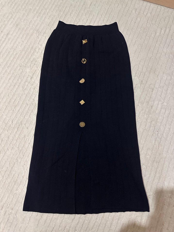 Düğmeli Kadın Uzun Etek - Görsel 2