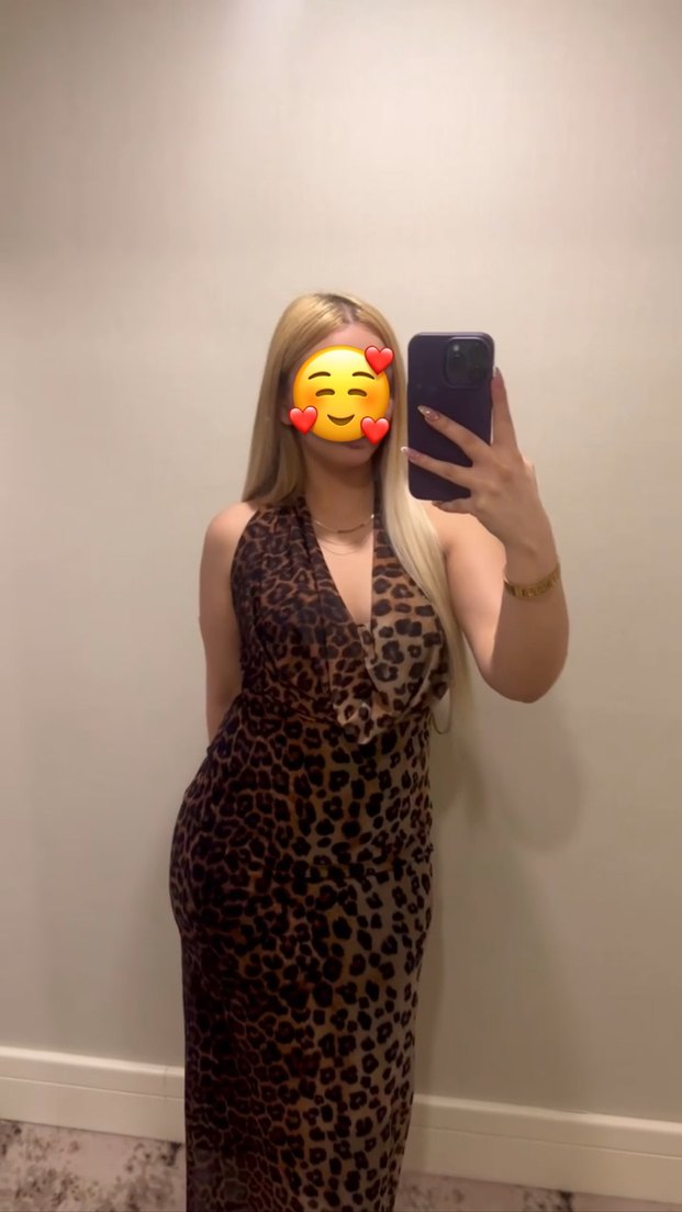 Leopar Desenli Uzun Halter Yaka Kadın Elbise - Görsel 2