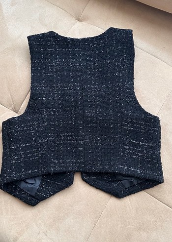 Düğmeli Koyu Gri Kadın Yelek - Görsel 3