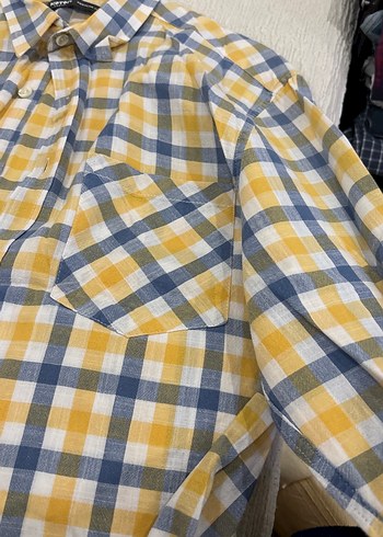 Sarı Ekose uzun Kollu Erkek Gömlek - Görsel 3