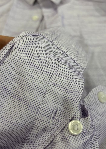 Mor detaylı erkek klasik Gömlek - Görsel 3