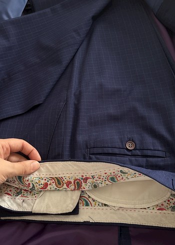 Lacivert Erkek mini kareli Takım Elbise 56 beden - Görsel 4