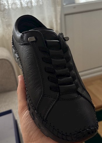 Hakiki deri Siyah  kadın Ayakkabı - Görsel 2