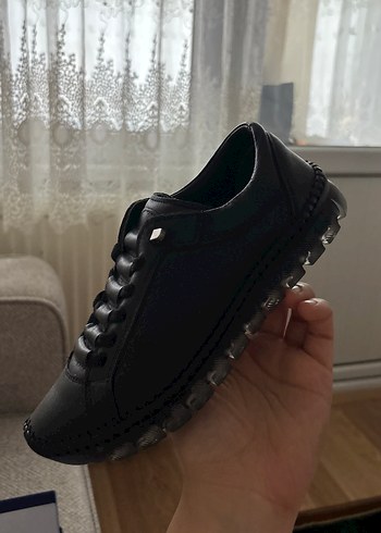 Hakiki deri Siyah  kadın Ayakkabı - Görsel 3