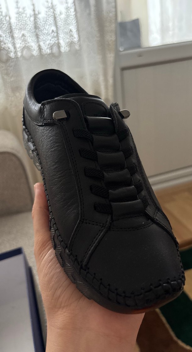 Hakiki deri Siyah  kadın Ayakkabı - Görsel 2