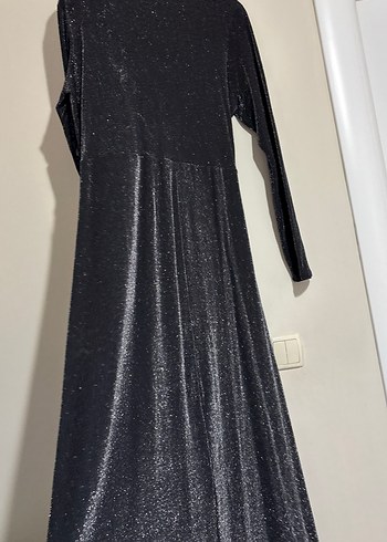 Siyah simli Uzun Kollu abiye Elbise - Görsel 6