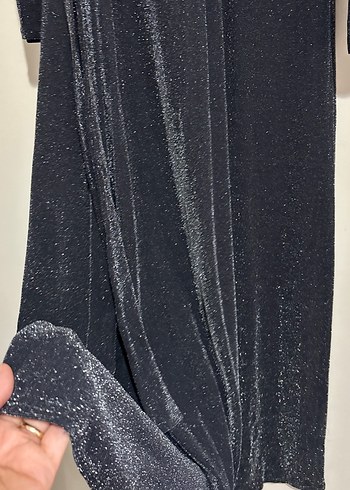 Siyah simli Uzun Kollu abiye Elbise - Görsel 5