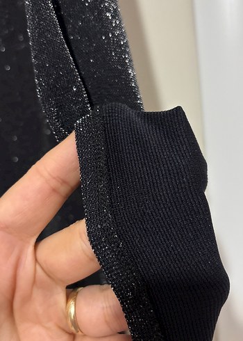 Siyah simli Uzun Kollu abiye Elbise - Görsel 4