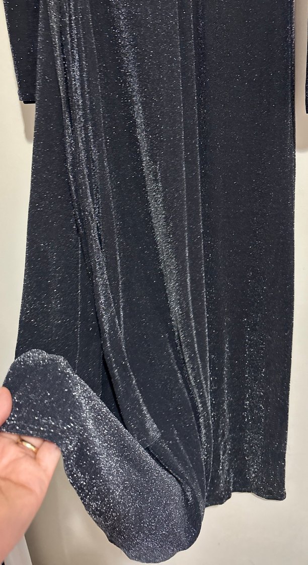 Siyah simli Uzun Kollu  abiye Elbise - Görsel 5