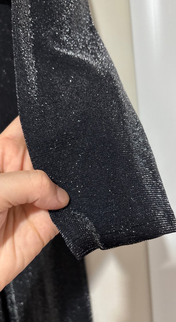 Siyah simli Uzun Kollu  abiye Elbise - Görsel 3