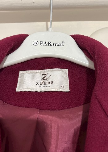 Bordo Uzun Düğmeli Kadın Kaban - Görsel 2