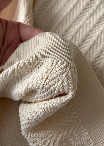 Bej Örgü Kısa Kollu Polo Tişört - Görsel 4