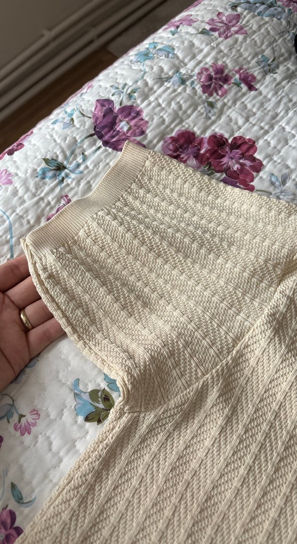 Bej Örgü Kısa Kollu Polo Tişört - Görsel 5