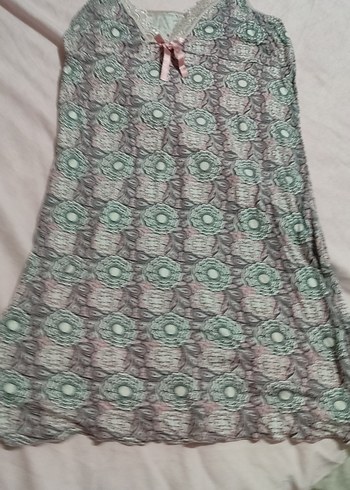 Bohem Gri Desenli Uzun Kollu Kadın Gecelik - Görsel 3