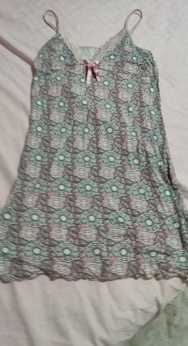 Bohem Gri Desenli Uzun Kollu Kadın Gecelik - Görsel 3