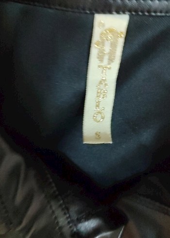 Düğmeli Siyah Deri Kadın - Görsel 6