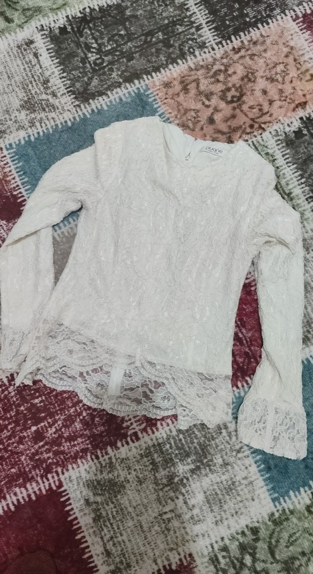 Dantel Detaylı Beyaz Kadın Bluz - Görsel 2