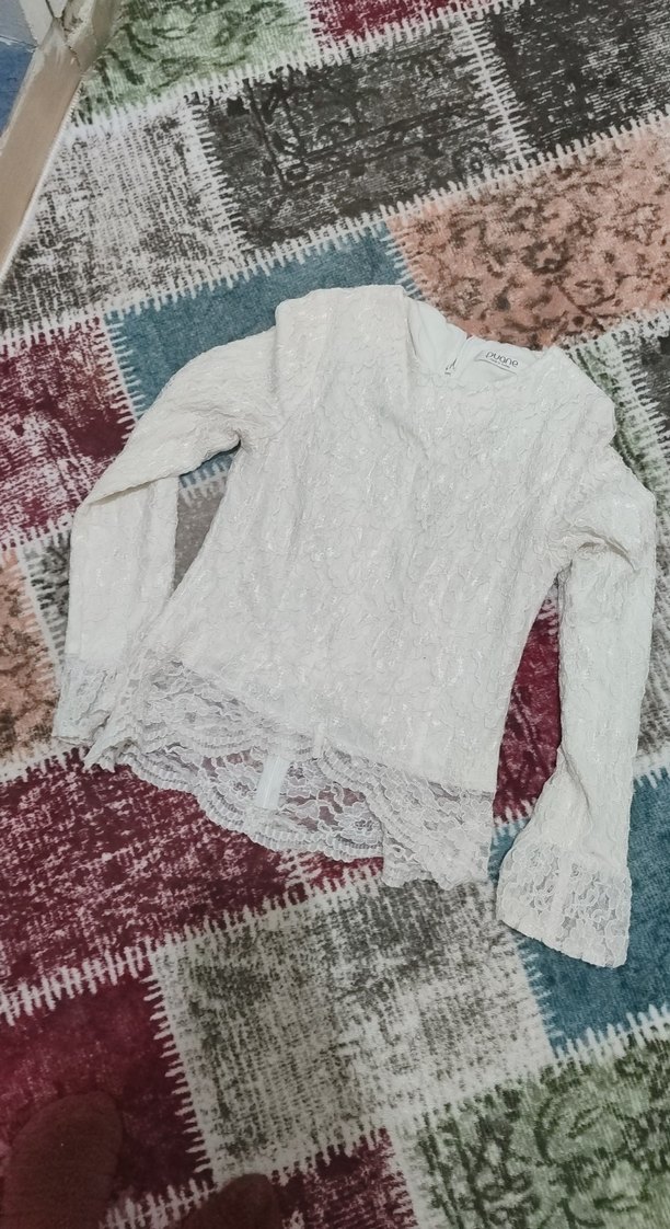 Dantel Detaylı Beyaz Kadın Bluz - Görsel 3