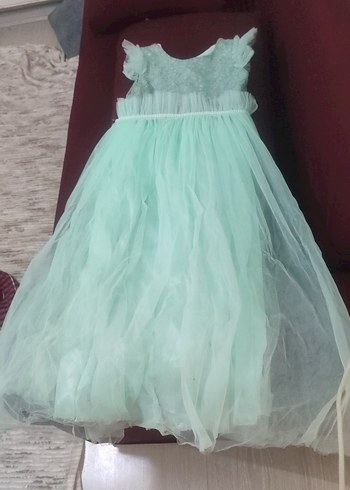 Kız Çocuk Turkuaz Fırfırlı Bohem Elbise - Görsel 3