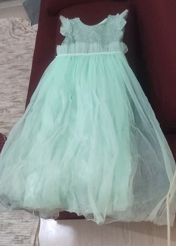 Kız Çocuk Turkuaz Fırfırlı Bohem Elbise - Görsel 2