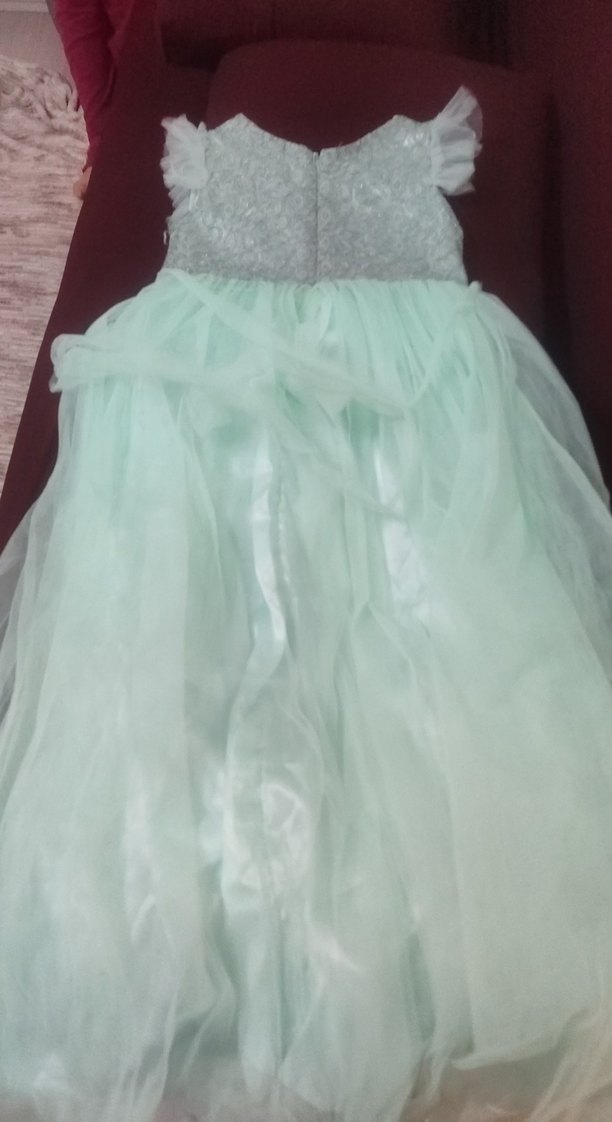 Kız Çocuk Turkuaz Fırfırlı Bohem Elbise - Görsel 5