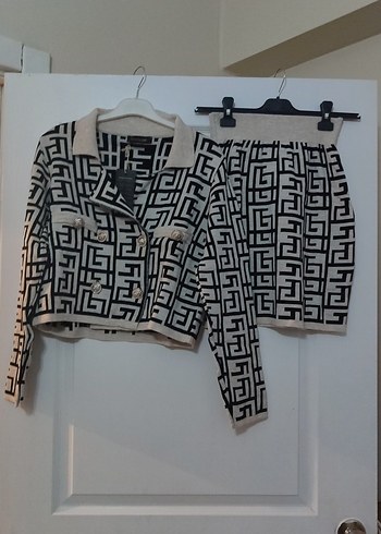 Gri Desenli Örgü Kadın Mini Takım - Görsel 3