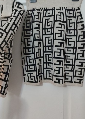 Gri Desenli Örgü Kadın Mini Takım - Görsel 5