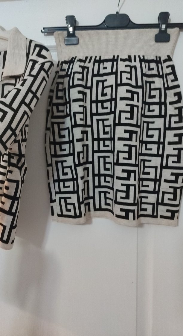 Gri Desenli Örgü Kadın Mini Takım - Görsel 5