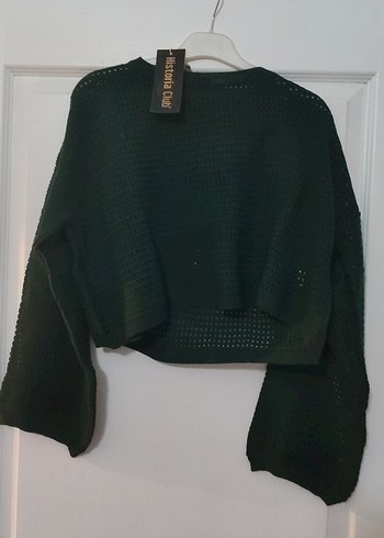 Siyah Örgü Kısa Kadın Kazak - Görsel 2