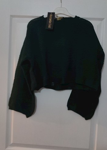 Siyah Örgü Kısa Kadın Kazak - Görsel 3