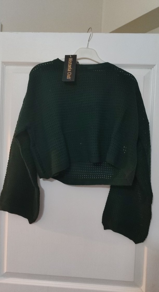 Siyah Örgü Kısa Kadın Kazak - Görsel 2