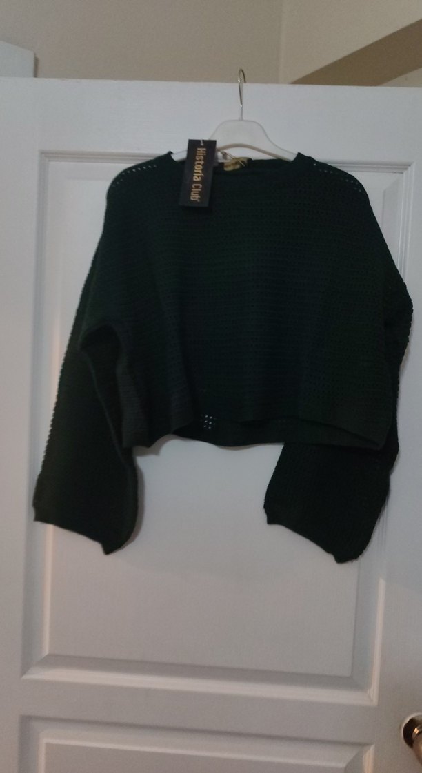 Siyah Örgü Kısa Kadın Kazak - Görsel 3