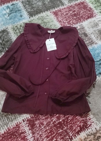 Bordo  Pamuklu Gömlek - Görsel 2