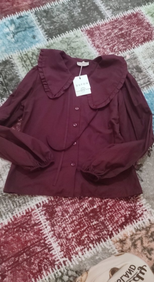 Bordo  Pamuklu Gömlek - Görsel 4