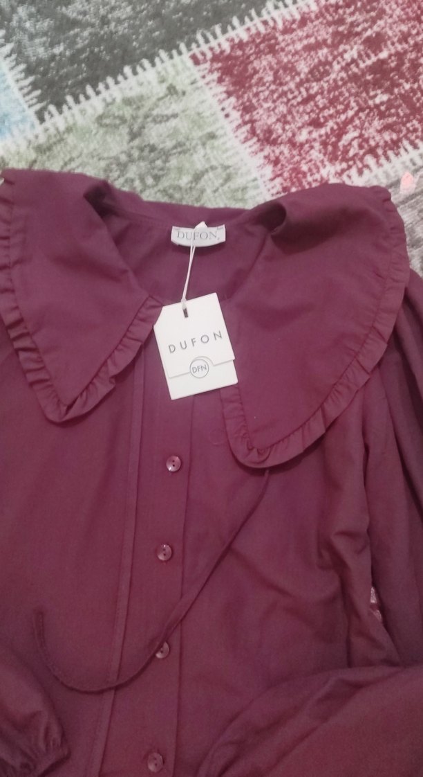 Bordo  Pamuklu Gömlek - Görsel 3