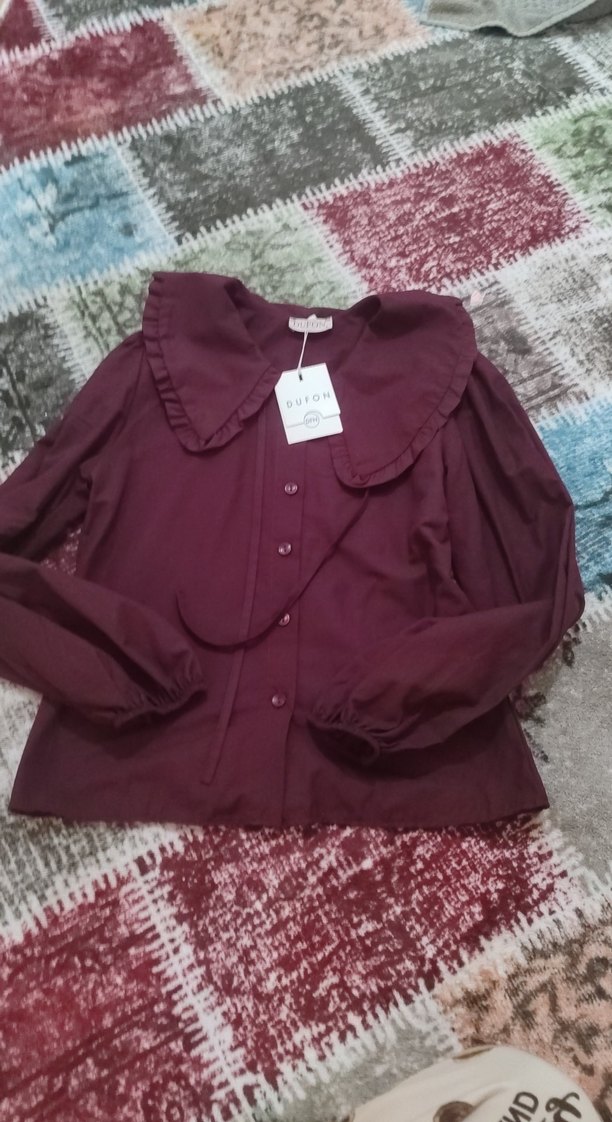 Bordo  Pamuklu Gömlek - Görsel 2