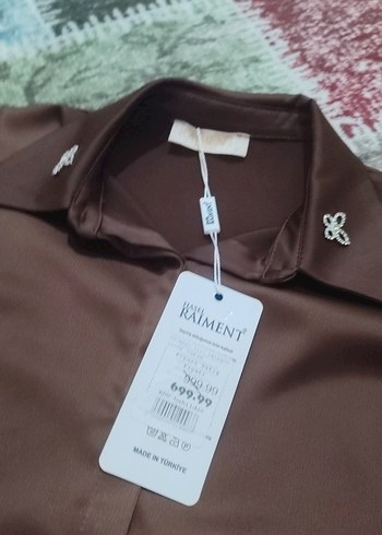 Düğmeli Kahverengi Kadın Gömlek - Görsel 4