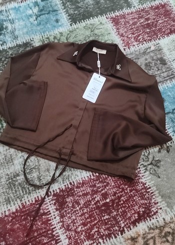 Düğmeli Kahverengi Kadın Gömlek - Görsel 2