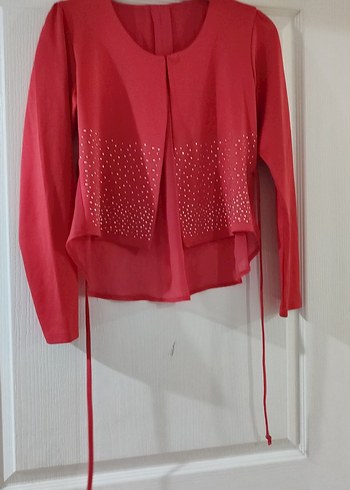 Kız Çocuk Kırmızı Uzun Kollu Bolero - Görsel 2