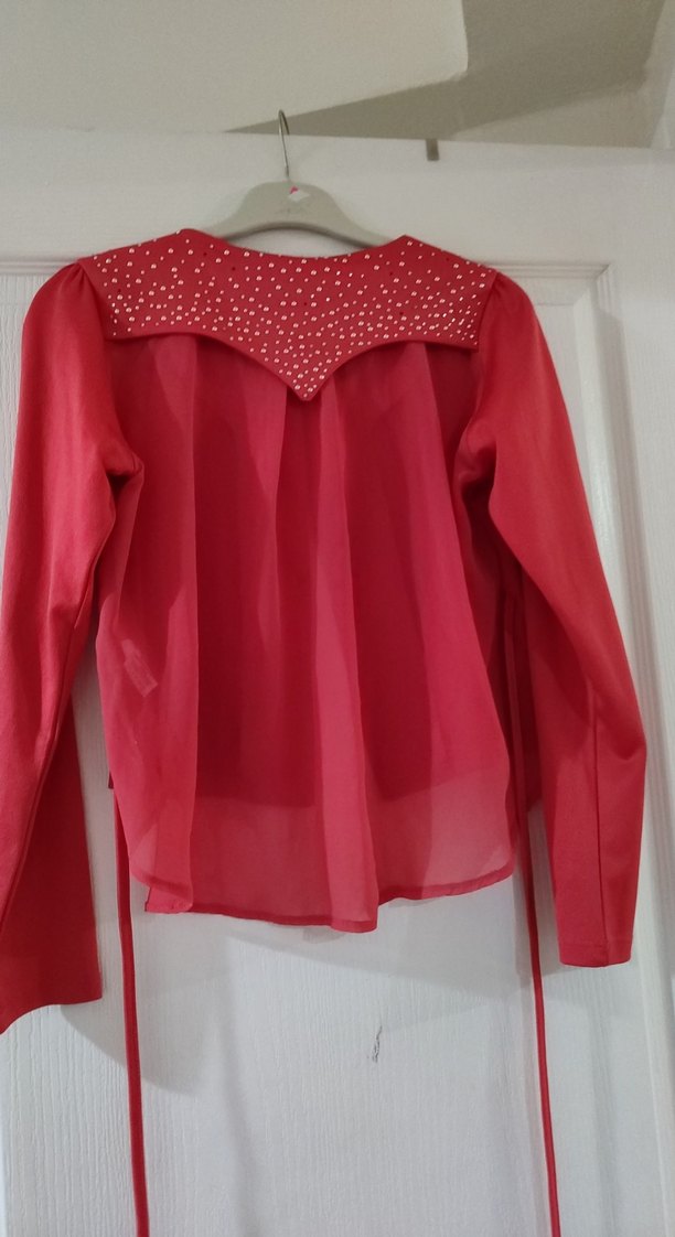 Kız Çocuk Kırmızı Uzun Kollu Bolero - Görsel 5