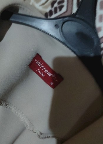 36 Beden Bej Uzun Kadın Takım Elbise, Kuşaklı, Regular Fit