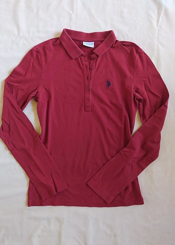 U.S. Polo Assn. Bordo Kız Polo Tişört Uzun Kollu