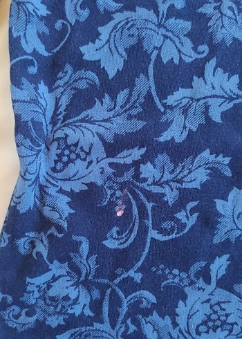 m Beden Vintage Desenli Lacivert Bluz