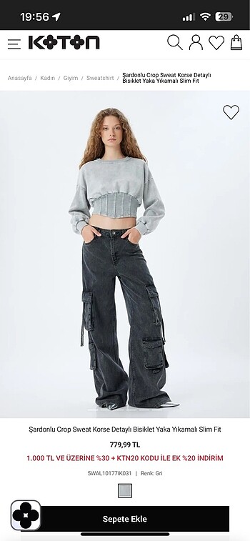 Koton crop sweat