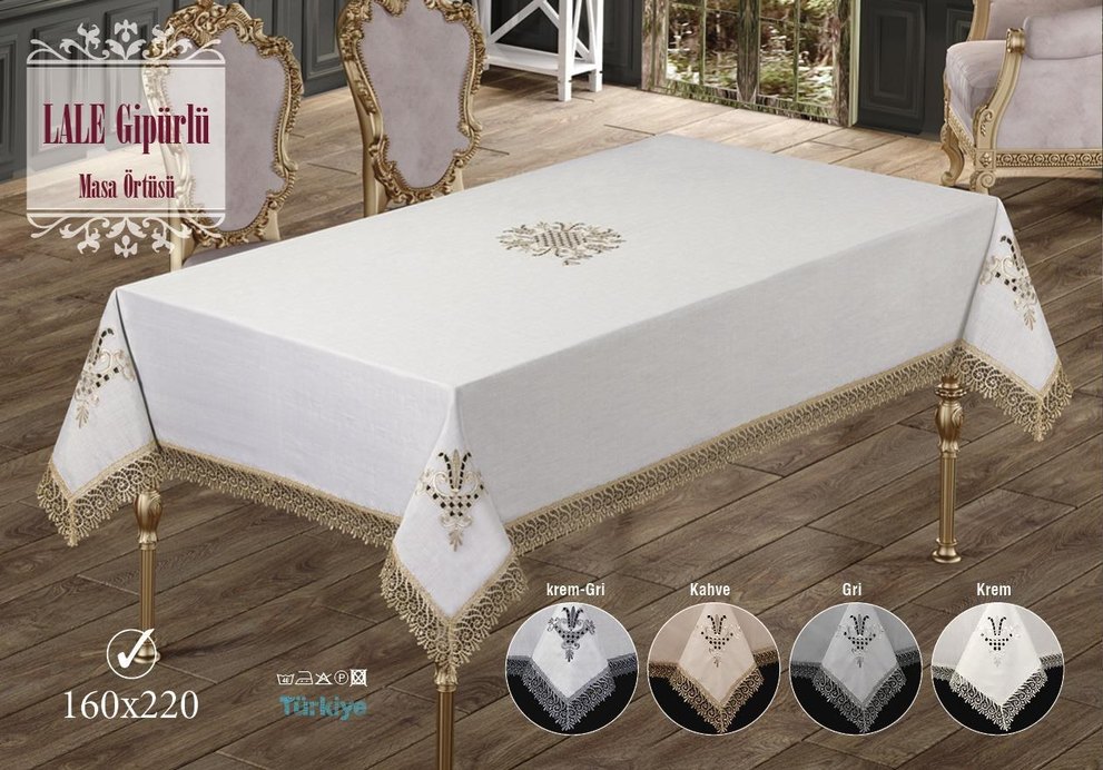 Lale Desenli Güpürlü Masa Örtüsü - Görsel 2